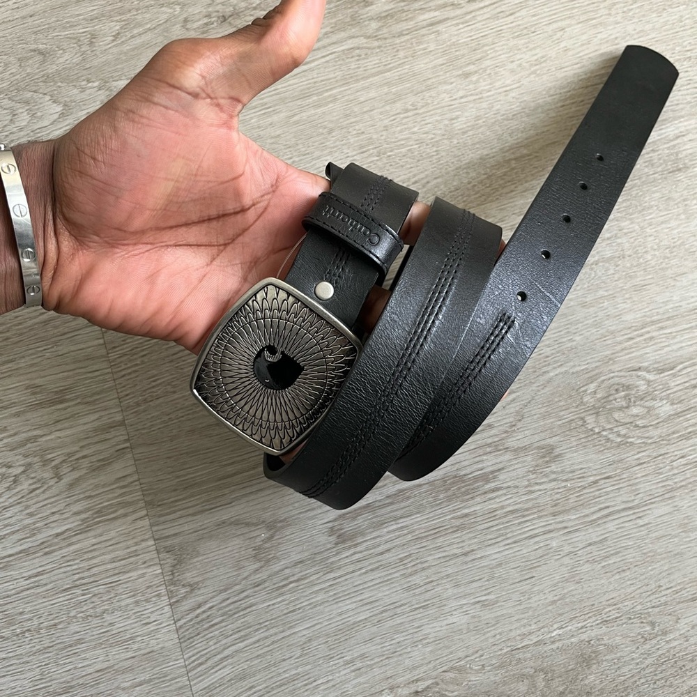 Carhartt Black Belt with Intricate Silver Buckle